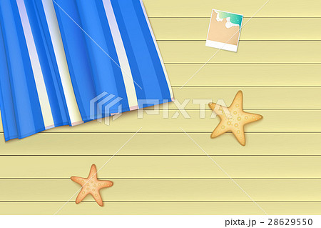 Top view, towel, beach Mat lies on a light wooden 28629550