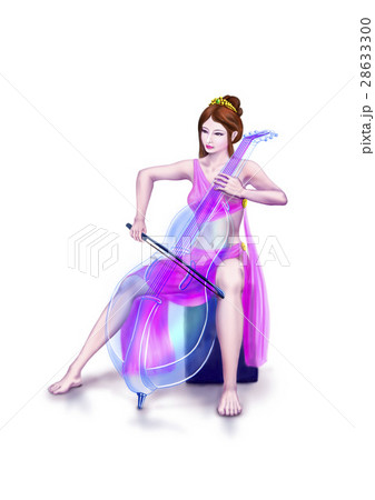 楽器を弾く天女のイラスト素材