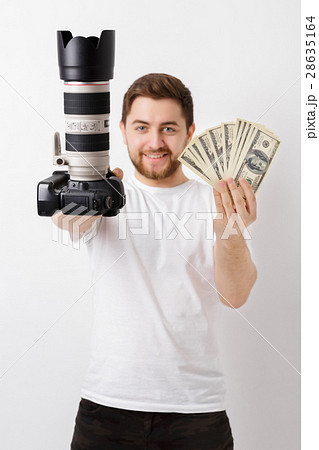young handsome photographer with beard in shirt 28635164