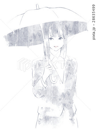 傘を差す女性のイラスト素材