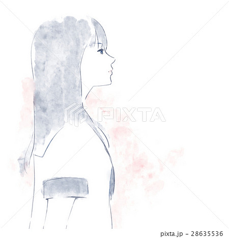 セーラー服の女子の横顔のイラスト素材