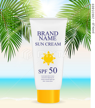 Sun Care Cream Bottle, Tube Template for Ads or Sun Care Cream Bottle, Tube Template for Ads or 28635869