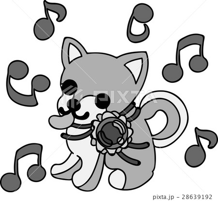 歌う可愛い犬とおしゃれな首飾りのイラスト素材