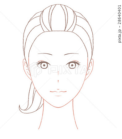 女性の顔 線画のイラスト素材 28640401 Pixta