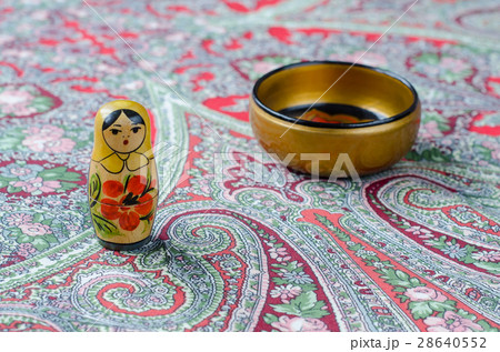 Russian nesting dolls on the traditional handkerchief. Russian nesting dolls on the traditional handkerchief. 28640552