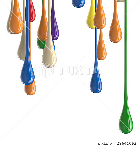 3D multicolor colorful glossy paint drop blobs 28641092
