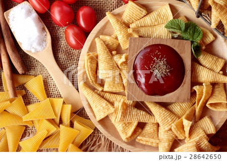 Corn snack and chips corn raw delicious. 28642650