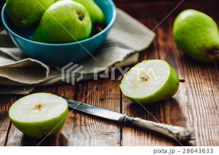 Sliced Pear with Knife. Sliced Pear with Knife. 28643633