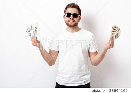 handsome smiling man with beard in shirt and 28644162