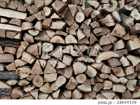Pile of chopped fire wood prepared for winter Pile of chopped fire wood prepared for winter 28644539