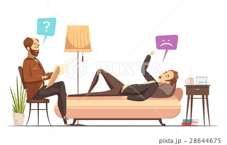 Psychotherapy Session Retro Cartoon Vector 28644675