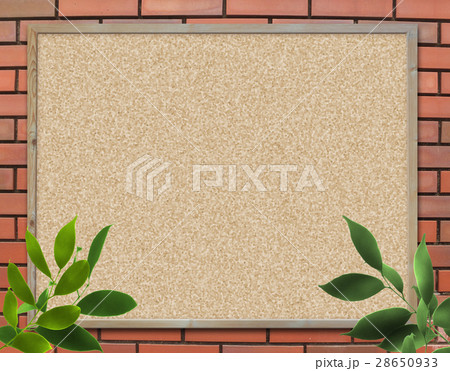 コルクボード 若葉 煉瓦のイラスト素材