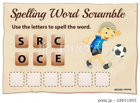 Spelling Word Game Template With Word Soccerのイラスト素材