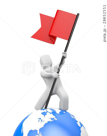 3d man waving red flag. 3d people collection 28652551