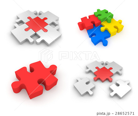 Set of Jigsaw puzzles. 3d illustration 28652571