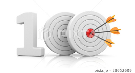 Targets with arrow form the red number 100 Targets with arrow form the red number 100 28652609