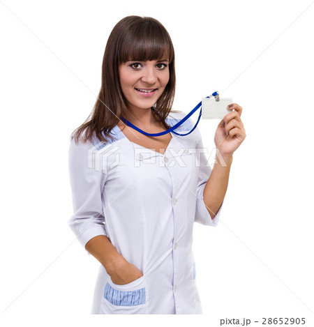 Medical sign. Young woman doctor or nurse with Medical sign. Young woman doctor or nurse with 28652905