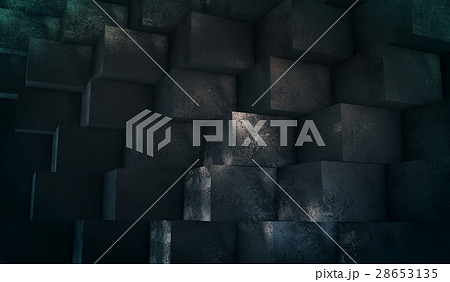 Abstract black cubes metal background.3D rendering 28653135