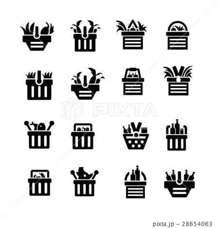 Shopping cart with foods icons Shopping cart with foods icons 28654063