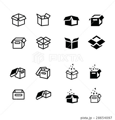 Set Of Parcel Box Open Box Icons Setのイラスト素材