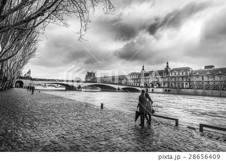 Seine river and Orsay Museum in monochrome setting Seine river and Orsay Museum in monochrome setting 28656409