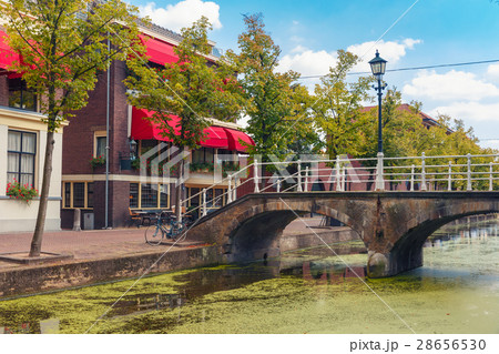 Canal in Delft, South Holland, Netherlands. 28656530