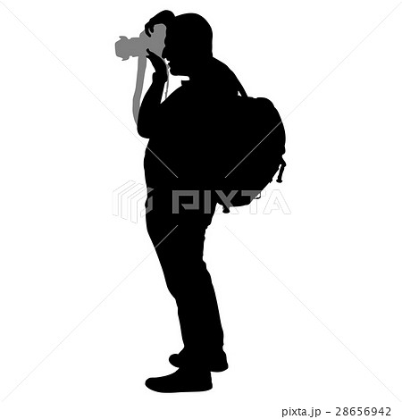 Photographer Silhouette On The White Backgroundのイラスト素材