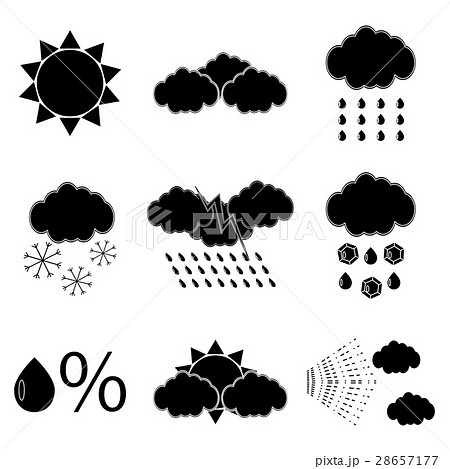 Black silhouette meteorology icons set Black silhouette meteorology icons set 28657177