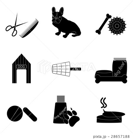Black silhouette icons set pet care Black silhouette icons set pet care 28657188