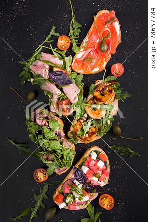 Brushetta set for wine. Variety of small 28657784