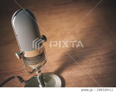 Retro microphone on the table with space for text Retro microphone on the table with space for text 28658411