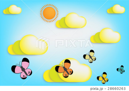 Butterfly and cloudy sky on the sunny day. Butterfly and cloudy sky on the sunny day. 28660263