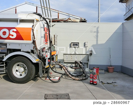 タンクローリー　給油所への荷卸し 28660967