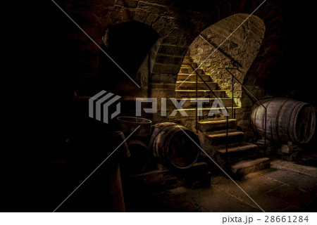 Wine cellar in low light 28661284