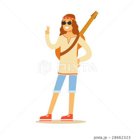 Guy Hippie Dressed In Classic Woodstock Sixties 28662323