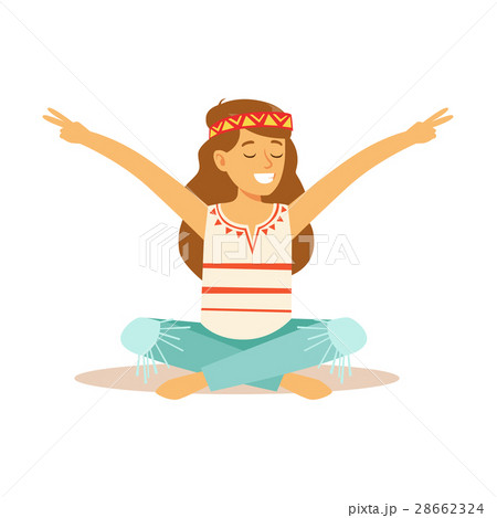 Girl Hippie Dressed In Classic Woodstock Sixties Girl Hippie Dressed In Classic Woodstock Sixties 28662324