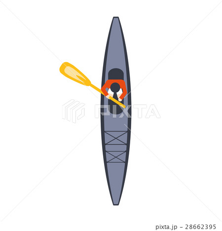 Blue Kayak From Above With One Man And Peddle 28662395