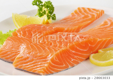 raw salmon fillets 28663033