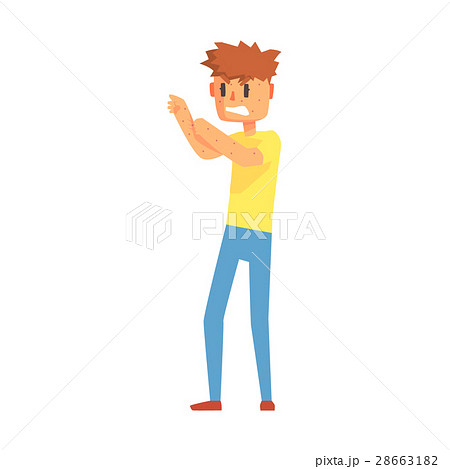 Guy Scratching Arms Covered In Pimples, Adult 28663182