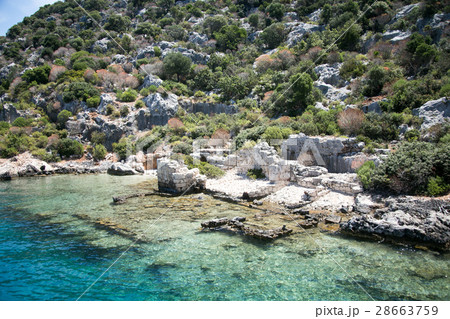 Sunken city of Kekova in bay of Uchagiz sea view 28663759