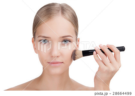 Beauty Woman face Portrait with make up brush 28664499
