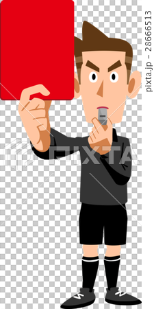 Referee whistling holding red card Royalty Free Vector Image