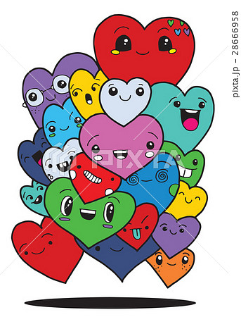 Crowd of funny heart, doodle for your design. Crowd of funny heart, doodle for your design. 28666958