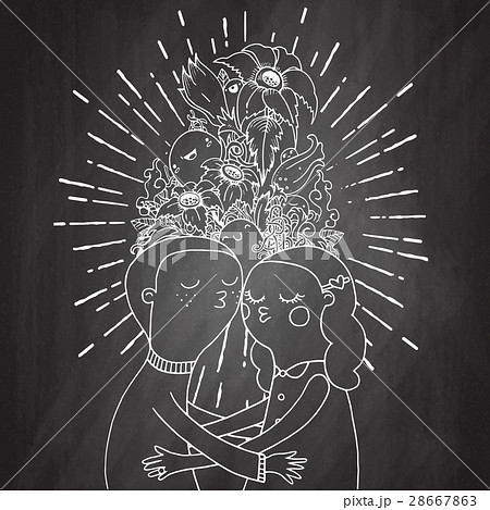 Doodle lovers, composition in doodle style. Doodle lovers, composition in doodle style. 28667863