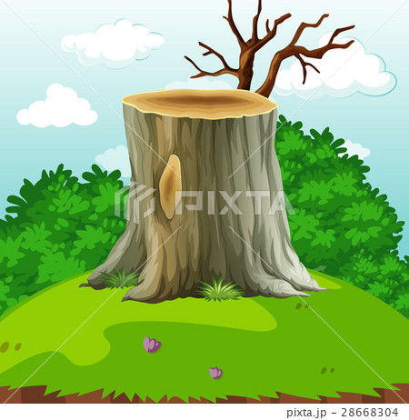 Background Scene With Log In The Fieldのイラスト素材