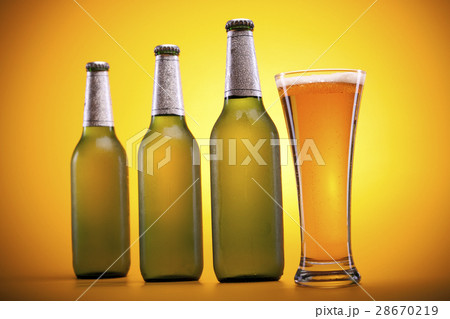 Perfectly chilled beer, in ideal yellow color Perfectly chilled beer, in ideal yellow color 28670219