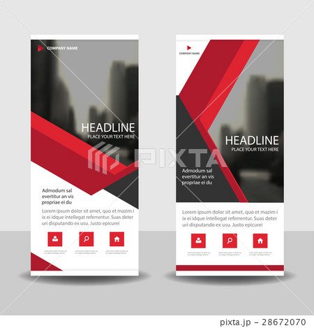 Red triangle roll up business brochure banner Red triangle roll up business brochure banner 28672070
