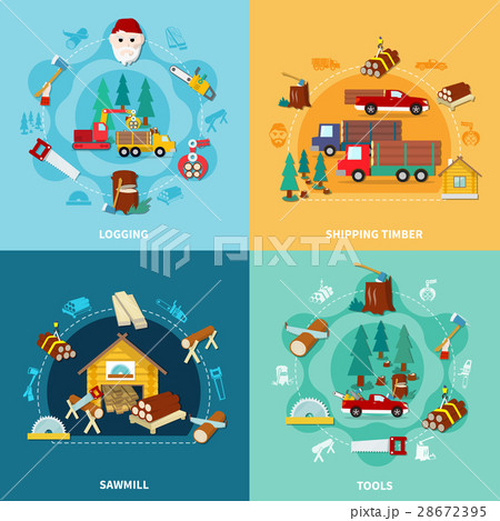 Lumberjack Square Icon Set 28672395