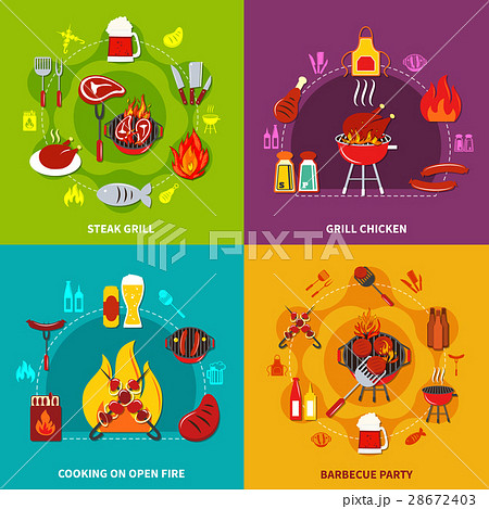 Cooking On Open Fire Steak Grill And Grill chiken Cooking On Open Fire Steak Grill And Grill chiken 28672403