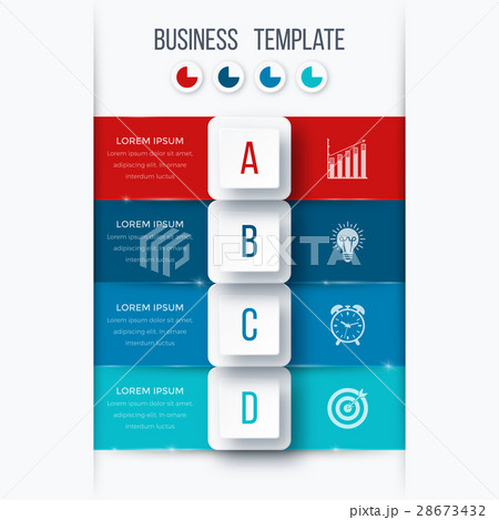 Infographics template four options with square 28673432